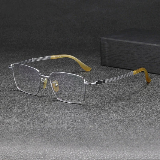 Titanium Wood-Accent Square Prescription Eyeglasses | Lightweight Optical Frame for Rx Lenses – CINILY UK