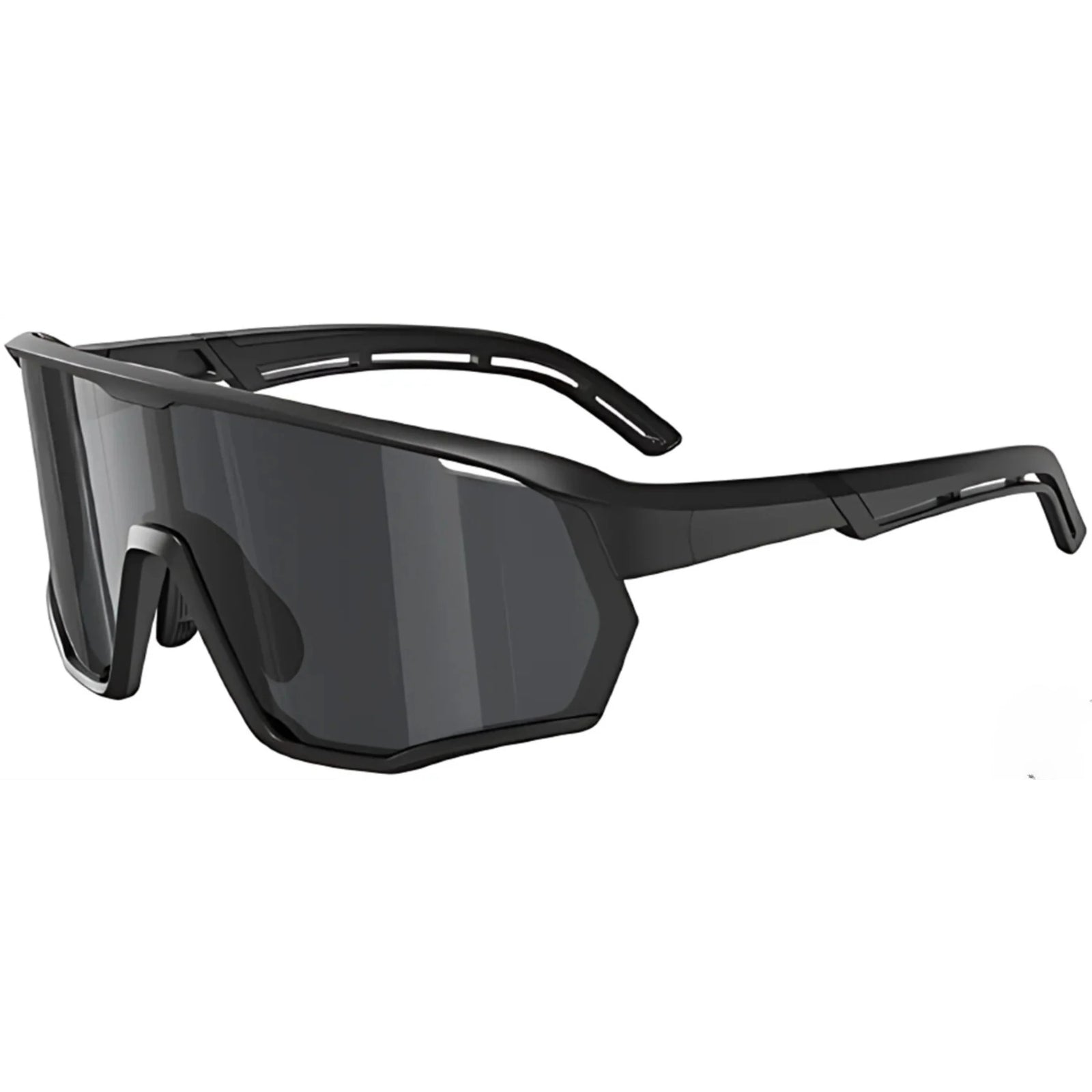 TR90 Cylindrical Angular Shield Sports Sunglasses with PC Lens for Outdoor Use - Black