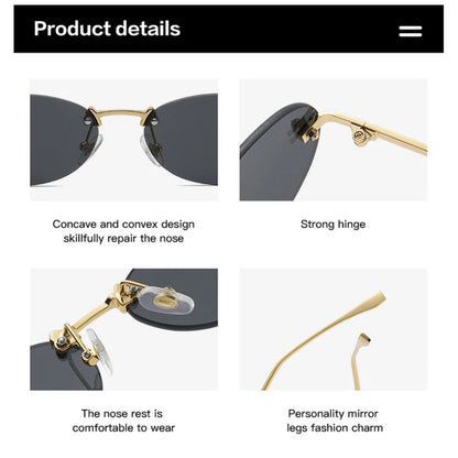 Rimless Oval UV400 Sunglasses | Elegant Women’s Fashion Shades – CINILY UK front view