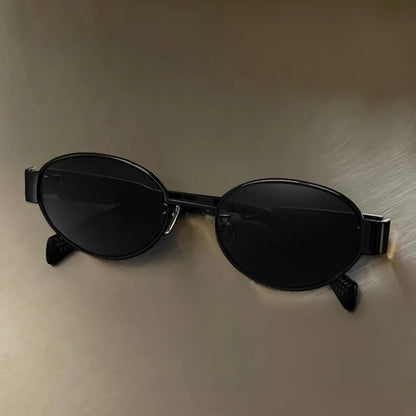 Gold Oval UV400 Sunglasses | Elegant Retro Women’s Shades – CINILY UK