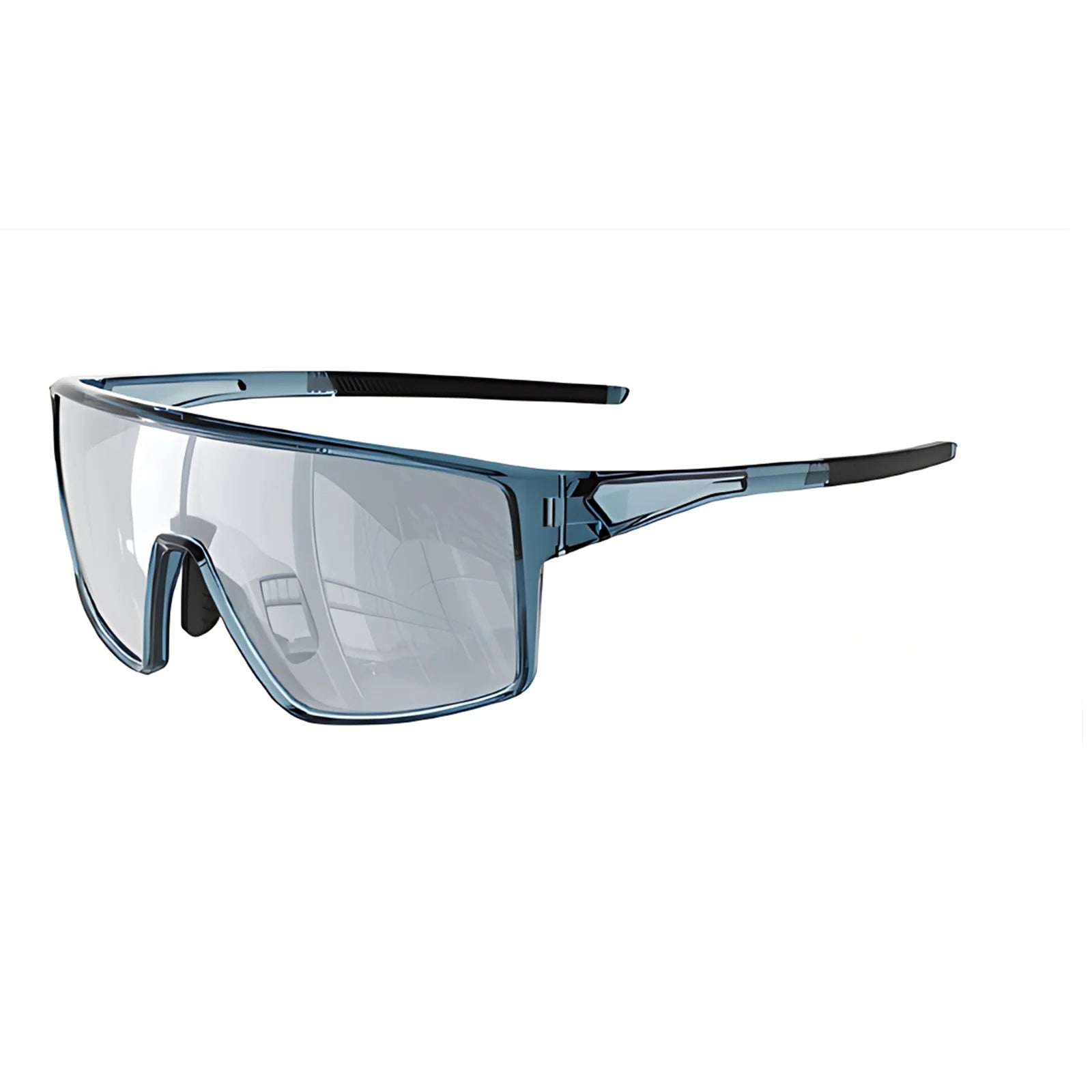 TR90 Wide Shield Sports Sunglasses with PC Lens for Cycling and Outdoor Use - Grey