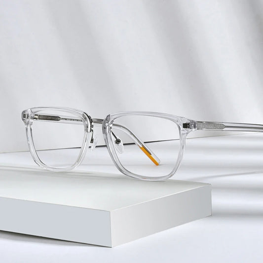Crystal Acetate Square Prescription Eyeglasses | Transparent Optical Frame for Rx Lenses – CINILY UK
