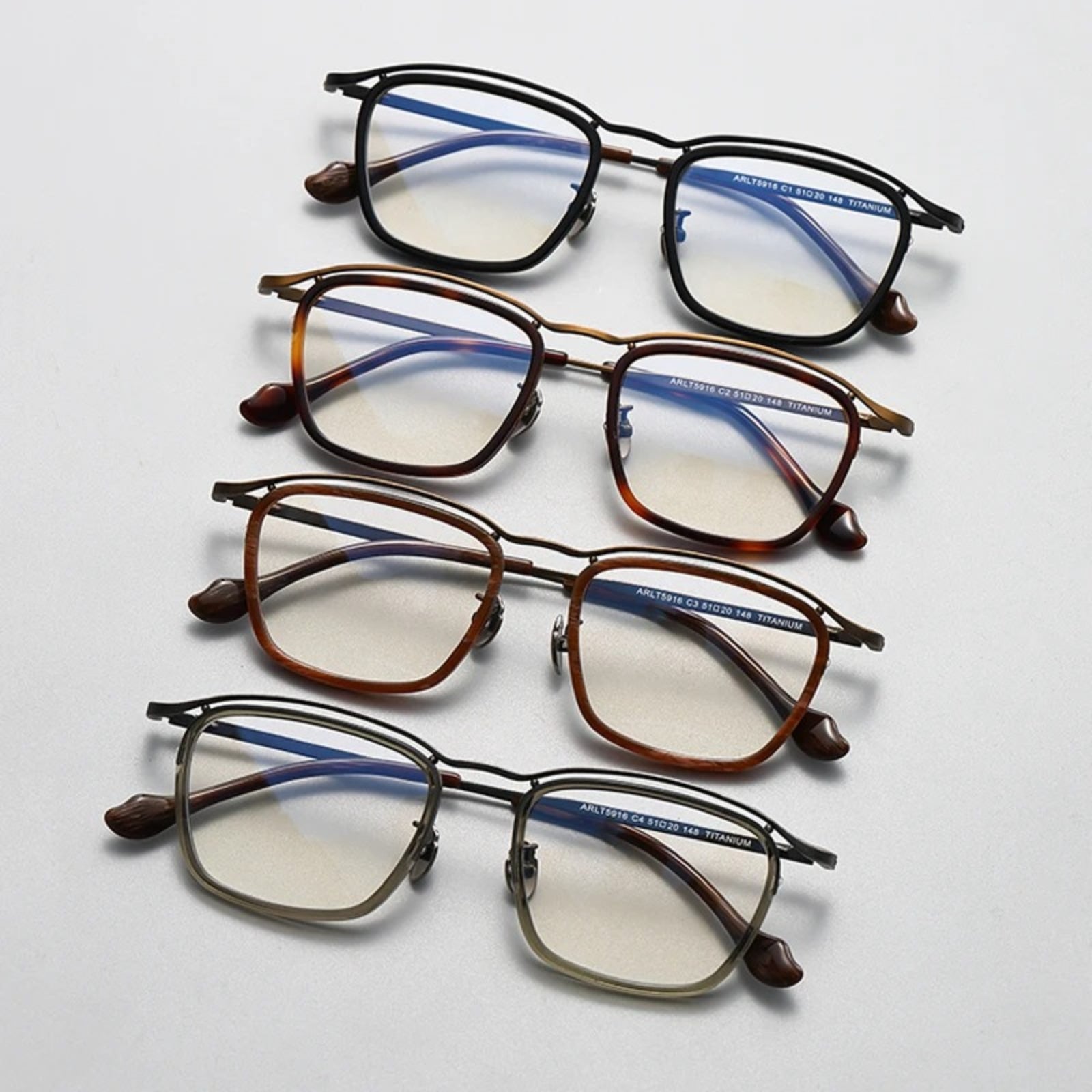 Titanium Acetate Square Prescription Eyeglasses | Affordable Retro Rx Glasses – CINILY UK additional product view