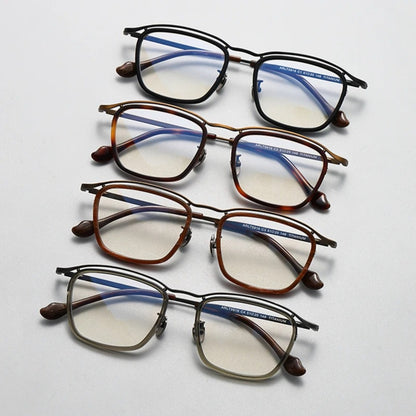 Titanium Acetate Square Prescription Eyeglasses | Affordable Retro Rx Glasses – CINILY UK additional product view