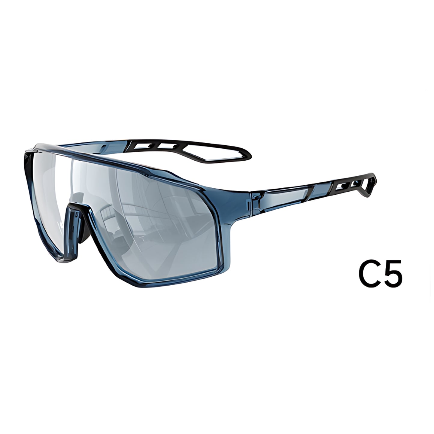 TR90 Geometric Shield Sports Sunglasses with PC Lens for Cycling and Running