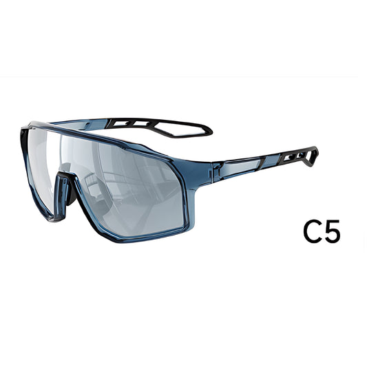 TR90 Geometric Shield Sports Sunglasses with PC Lens for Cycling and Running