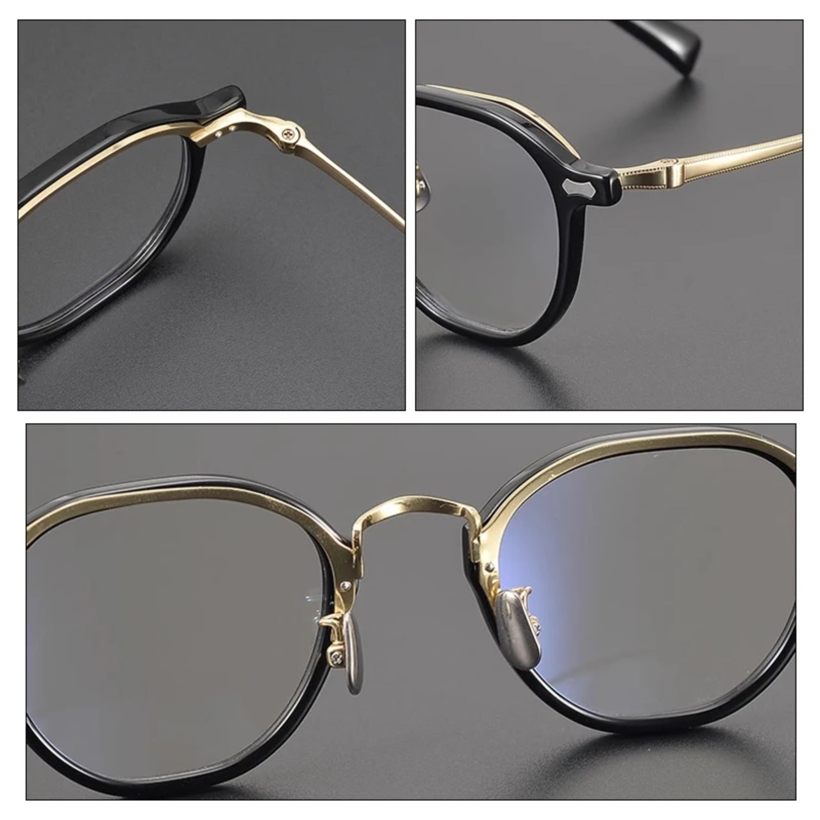 Titanium Marbled Round Prescription Eyeglasses | Ultra-Light Designer Rx Glasses – CINILY UK temple detail
