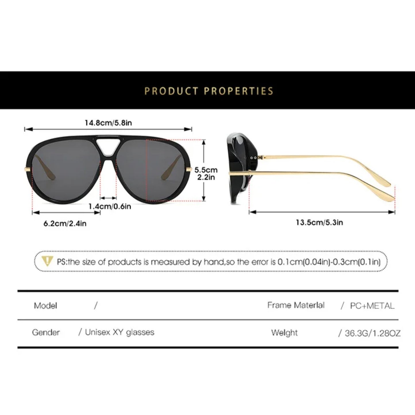 Alloy Oversized Double-Bridge Gradient UV400 Sunglasses