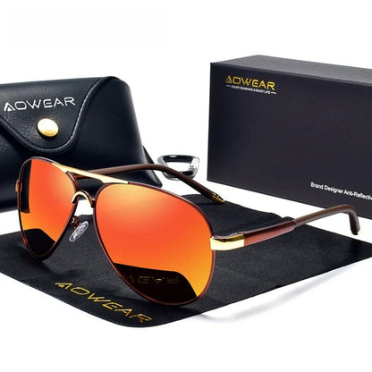 Pilot Polarized Mirror UV400 Sunglasses | HD Driving Aviator Shades – CINILY UK front view