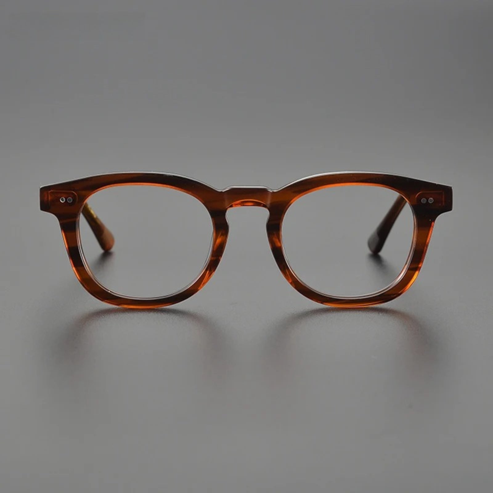 Acetate Amber Round Prescription Eyeglasses | Retro Handmade Rx Glasses – CINILY UK lens detail