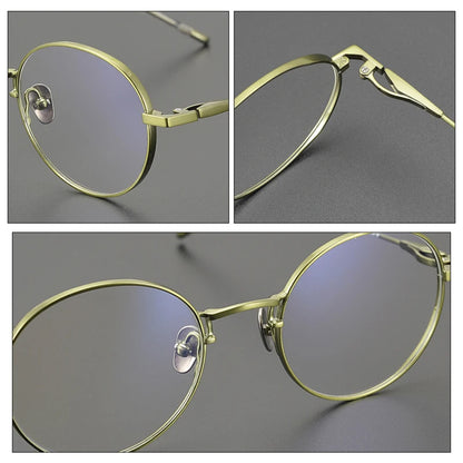Korean Titanium Round Prescription Eyeglasses | Ultra-Light Optical Frame for Rx Lenses – CINILY UK temple detail