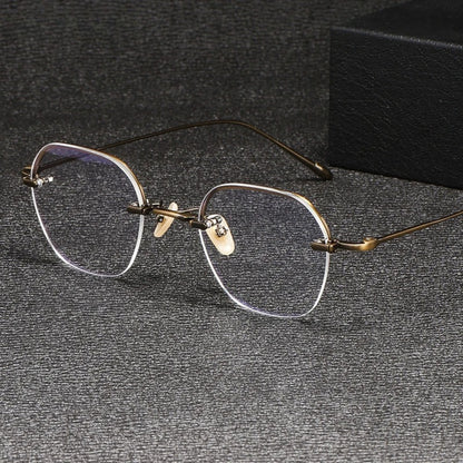 Titanium Rimless Geometric Prescription Eyeglasses | Ultra-Light Optical Frame for Rx Lenses – CINILY UK frame detail