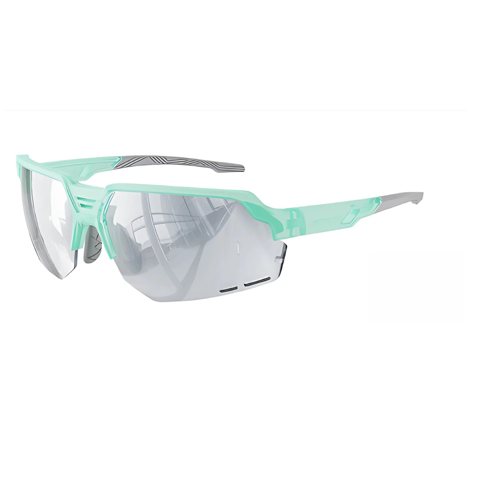 TR90 Half-Rim Dual-Lens Sports Sunglasses with PC Lens for Outdoor Use - Green