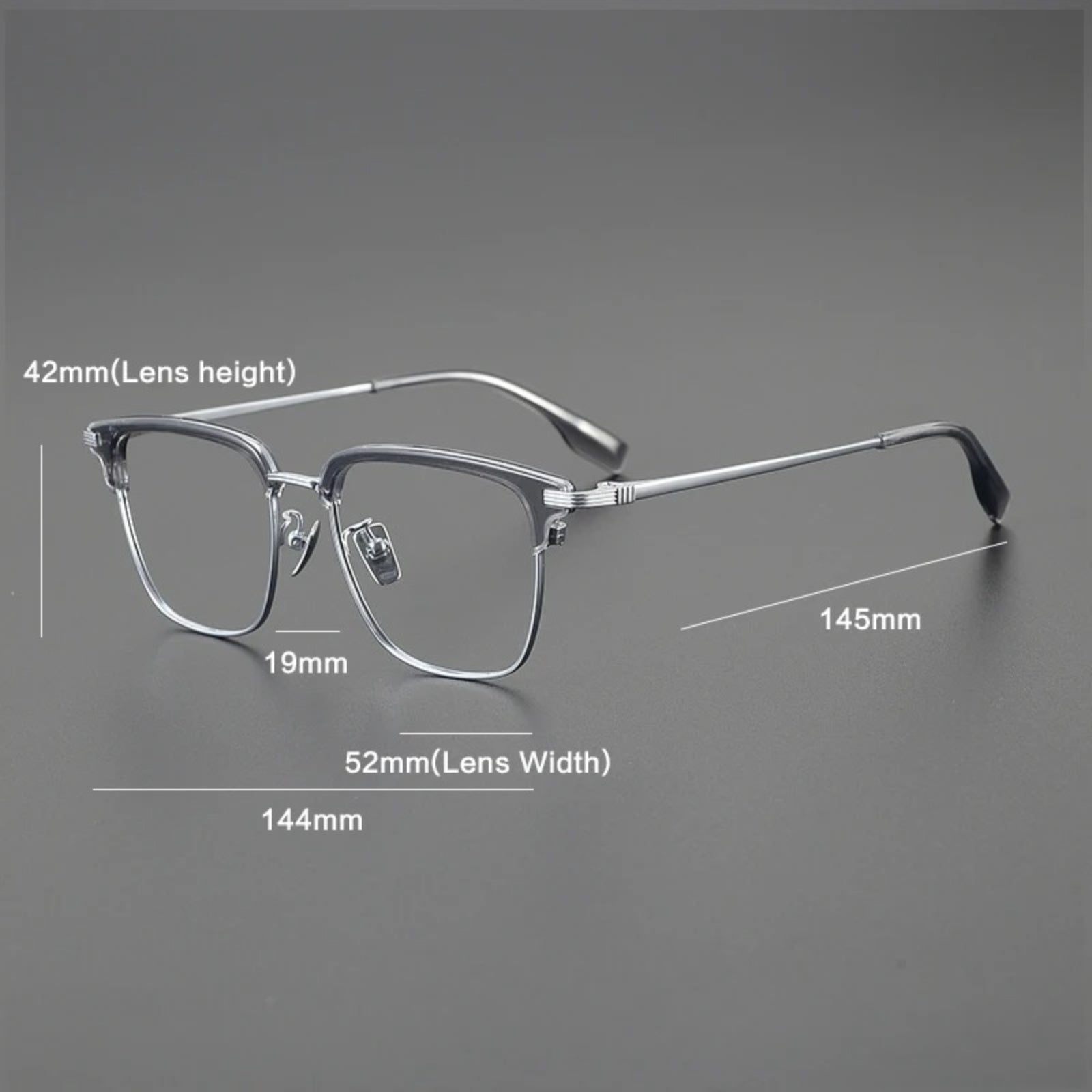 Korean Titanium Browline Square Prescription Eyeglasses | Ultra-Light Optical Frame for Rx Lenses – CINILY UK lens detail