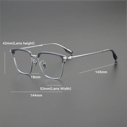 Korean Titanium Browline Square Prescription Eyeglasses | Ultra-Light Optical Frame for Rx Lenses – CINILY UK lens detail