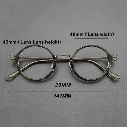 Titanium Acetate Round Prescription Eyeglasses | Retro Optical Frame for Rx Lenses – CINILY UK additional product view