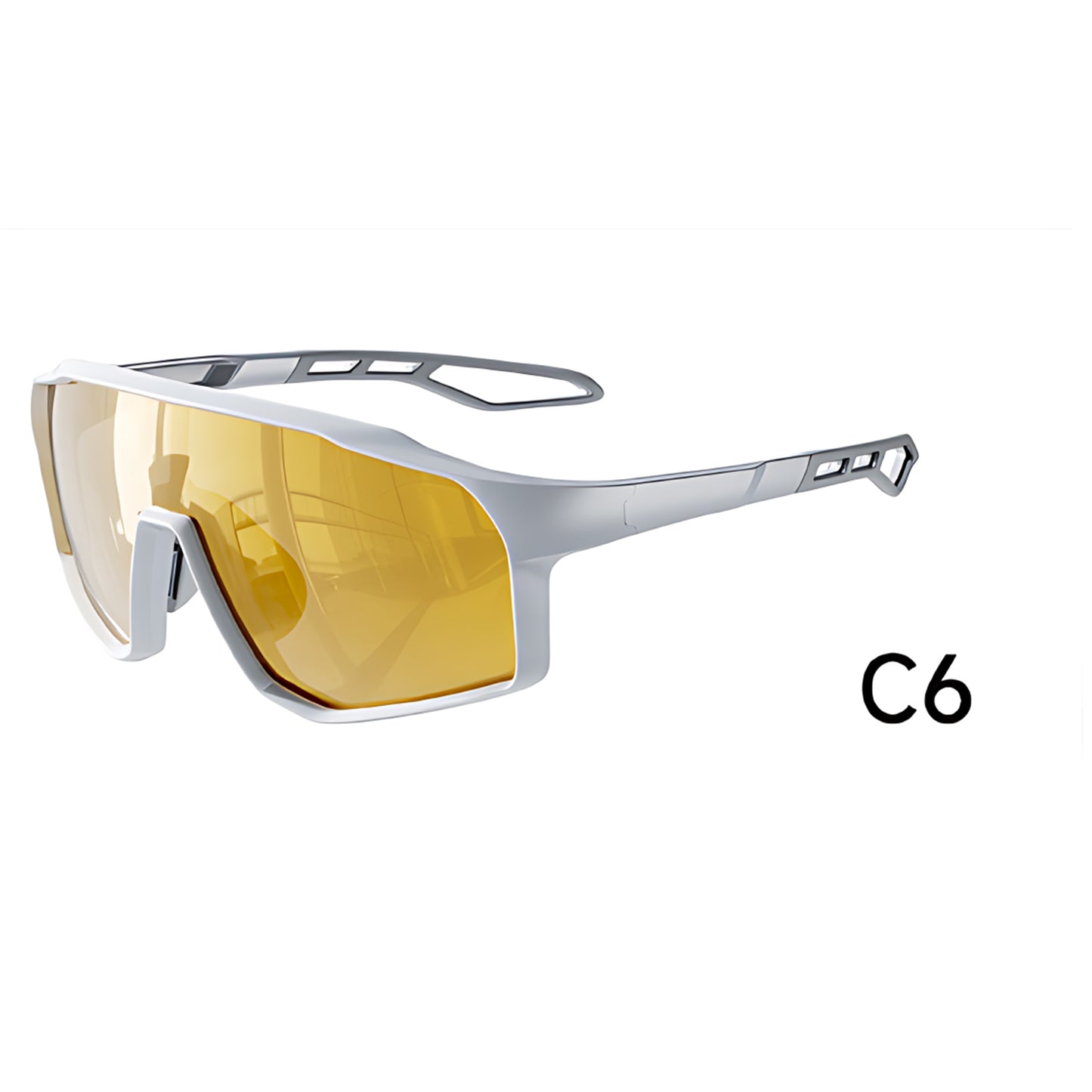 TR90 Geometric Shield Sports Sunglasses with PC Lens for Cycling and Running