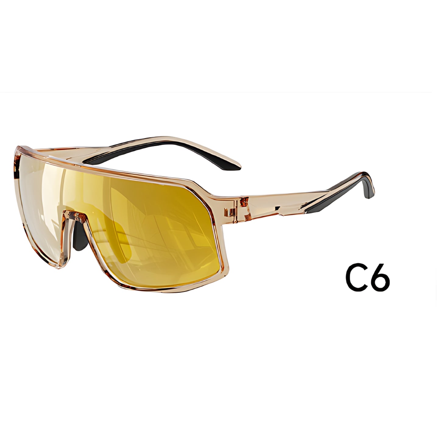 Wide-View Square Shield Sports Sunglasses with Polarised Lens for Outdoor Activities