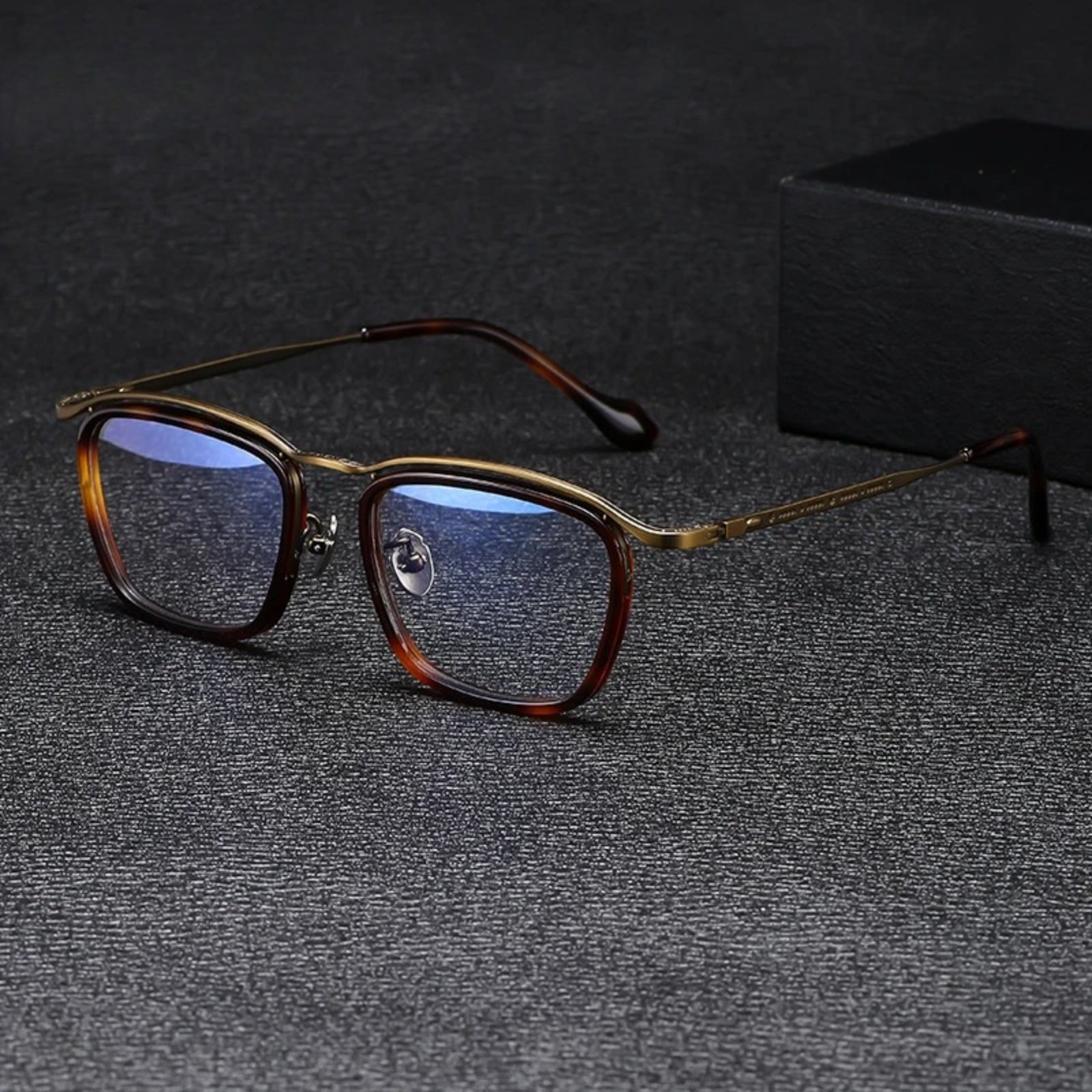 Titanium Acetate Square Prescription Eyeglasses | Affordable Retro Rx Glasses – CINILY UK front view