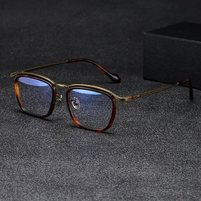 Titanium Acetate Square Prescription Eyeglasses | Affordable Retro Rx Glasses – CINILY UK front view