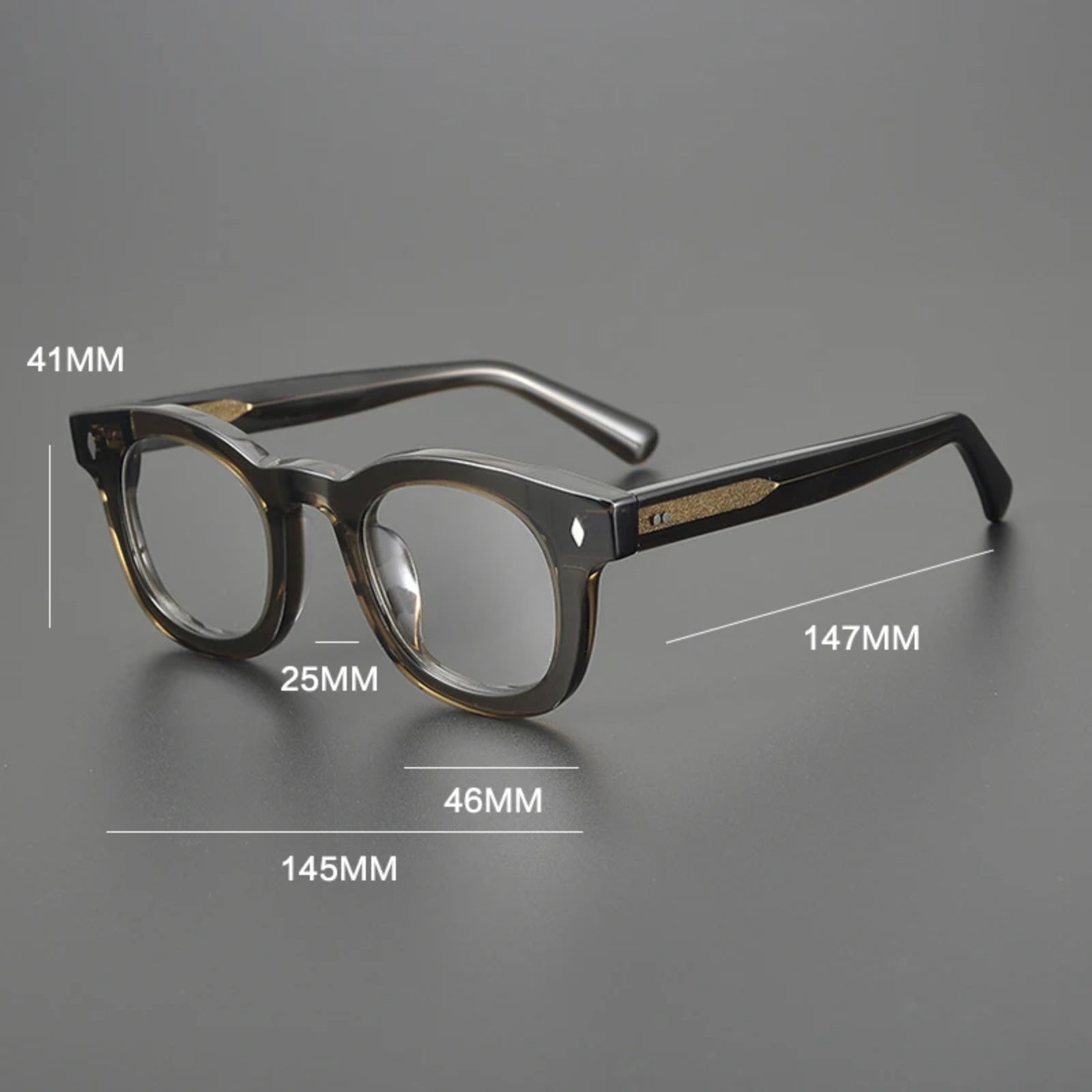 Acetate Chunky Round Eyeglasses | Bold Retro Optical Frames – CINILY UK temple detail