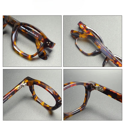 Vintage Thick Acetate Square Eyeglasses Frame with Handmade Finish frame detail
