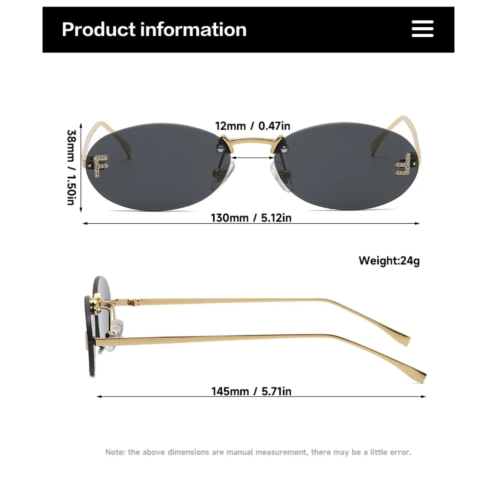 Rimless Oval UV400 Sunglasses | Elegant Women’s Fashion Shades – CINILY UK frame detail