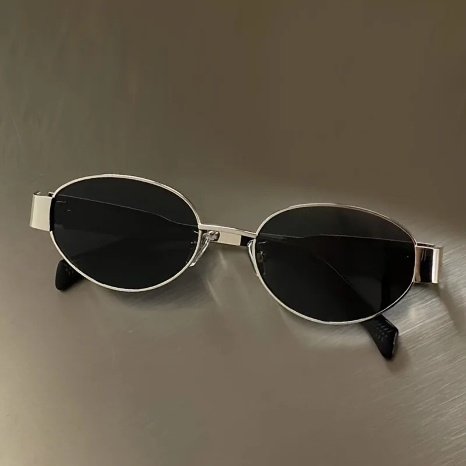 Gold Oval UV400 Sunglasses | Elegant Retro Women’s Shades – CINILY UK - silver