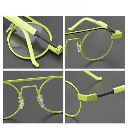 Titanium Neon Pilot Round Prescription Eyeglasses | Bold Lightweight Rx Glasses – CINILY UK additional product view