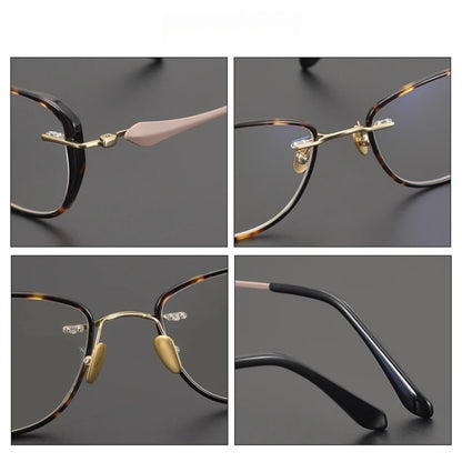 Titanium Tortoise Cat Eye Prescription Eyeglasses | Lightweight Optical Frame for Rx Lenses – CINILY UK temple detail