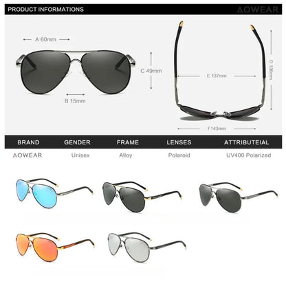 Pilot Polarized Mirror UV400 Sunglasses | HD Driving Aviator Shades – CINILY UK additional product view
