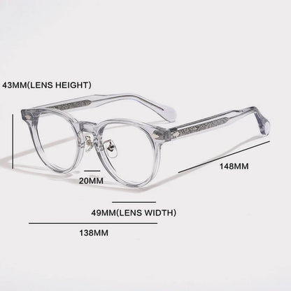 Acetate Round Prescription Eyeglasses | Affordable Retro Rx Glasses – CINILY UK temple detail
