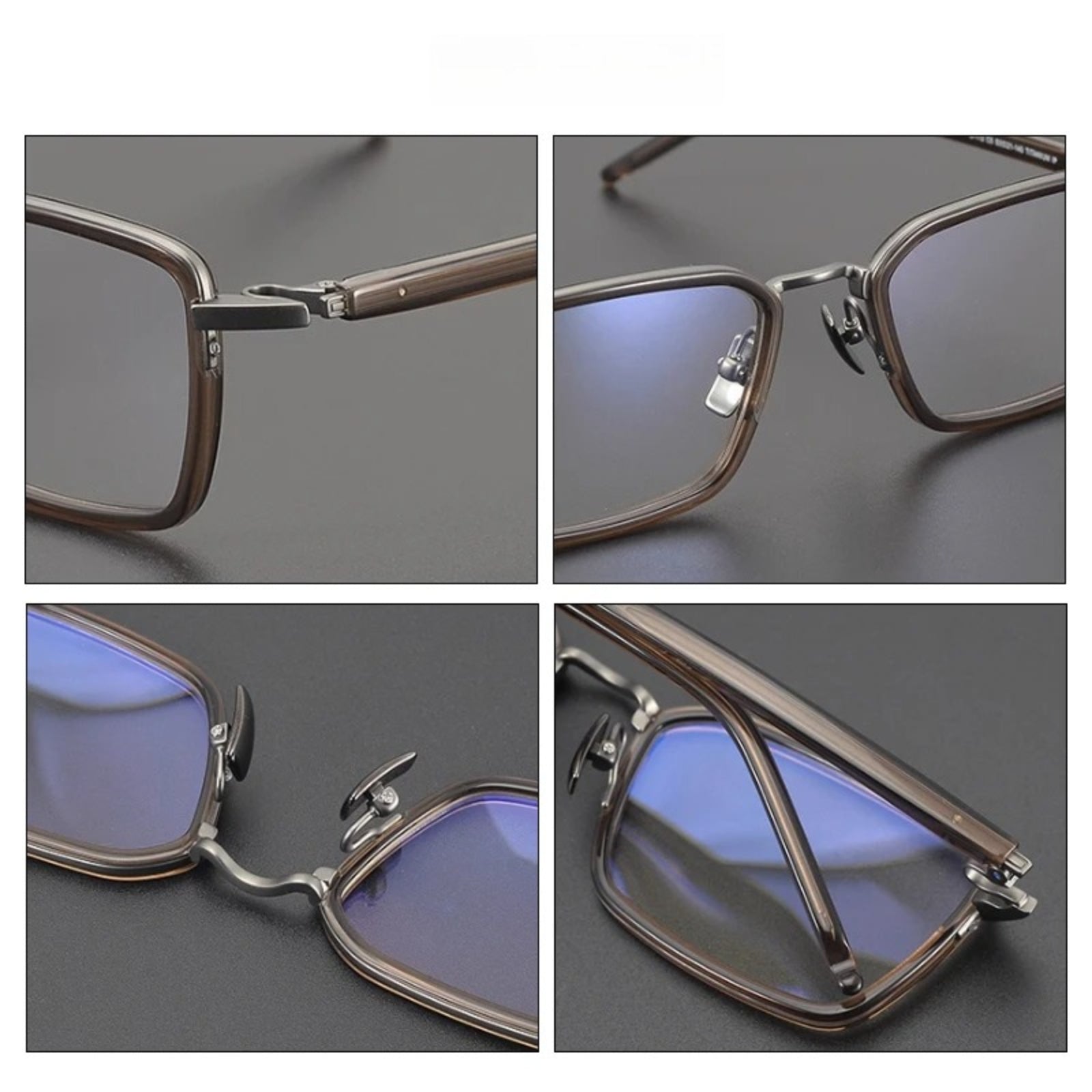 Titanium Acetate Browline Square Prescription Eyeglasses | Lightweight Designer Rx Glasses – CINILY UK temple detail