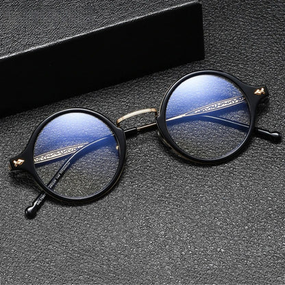 Titanium Acetate Windsor Round Prescription Eyeglasses | Retro Optical Frame for Rx Lenses – CINILY UK front view