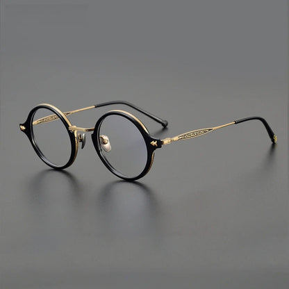 Titanium Acetate Windsor Round Prescription Eyeglasses | Retro Optical Frame for Rx Lenses – CINILY UK side view