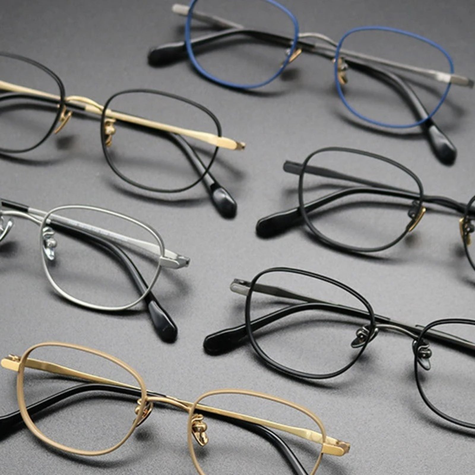 Titanium Blue Square Prescription Eyeglasses | Lightweight Retro Rx Glasses – CINILY UK temple detail