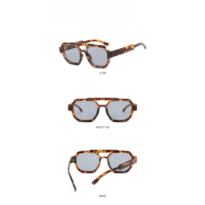 Tortoise Double-Bridge Polygon UV400 Sunglasses | Bold Retro Shades – CINILY UK additional product view