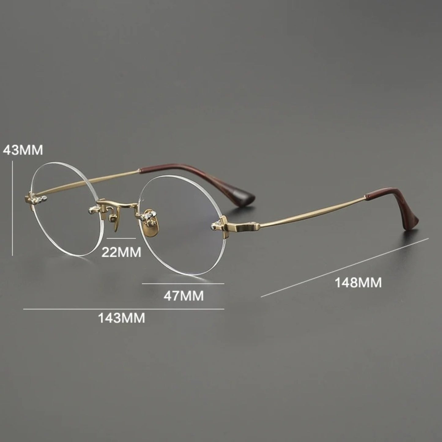 Handmade Titanium Rimless Round Eyeglasses