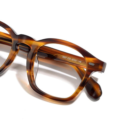 Acetate Amber Square Eyeglasses | Handmade Retro Optical Frames – CINILY UK front view