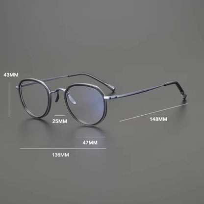 Titanium Olive Crystal Round Prescription Eyeglasses | Handmade Optical Frame for Rx Lenses – CINILY UK additional product view