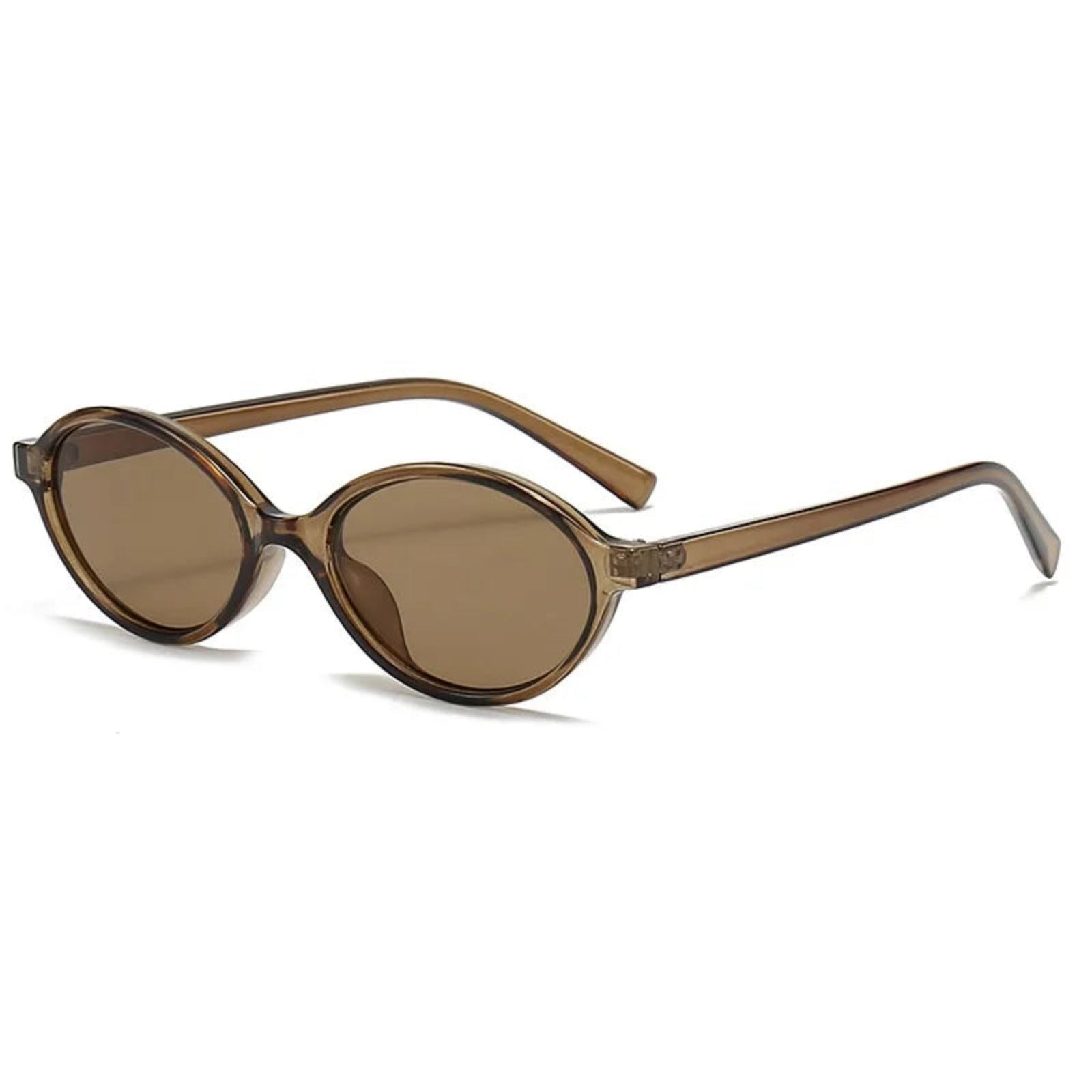 Small Oval UV400 Sunglasses | Vintage Unisex Fashion Shades – CINILY UK - Amber