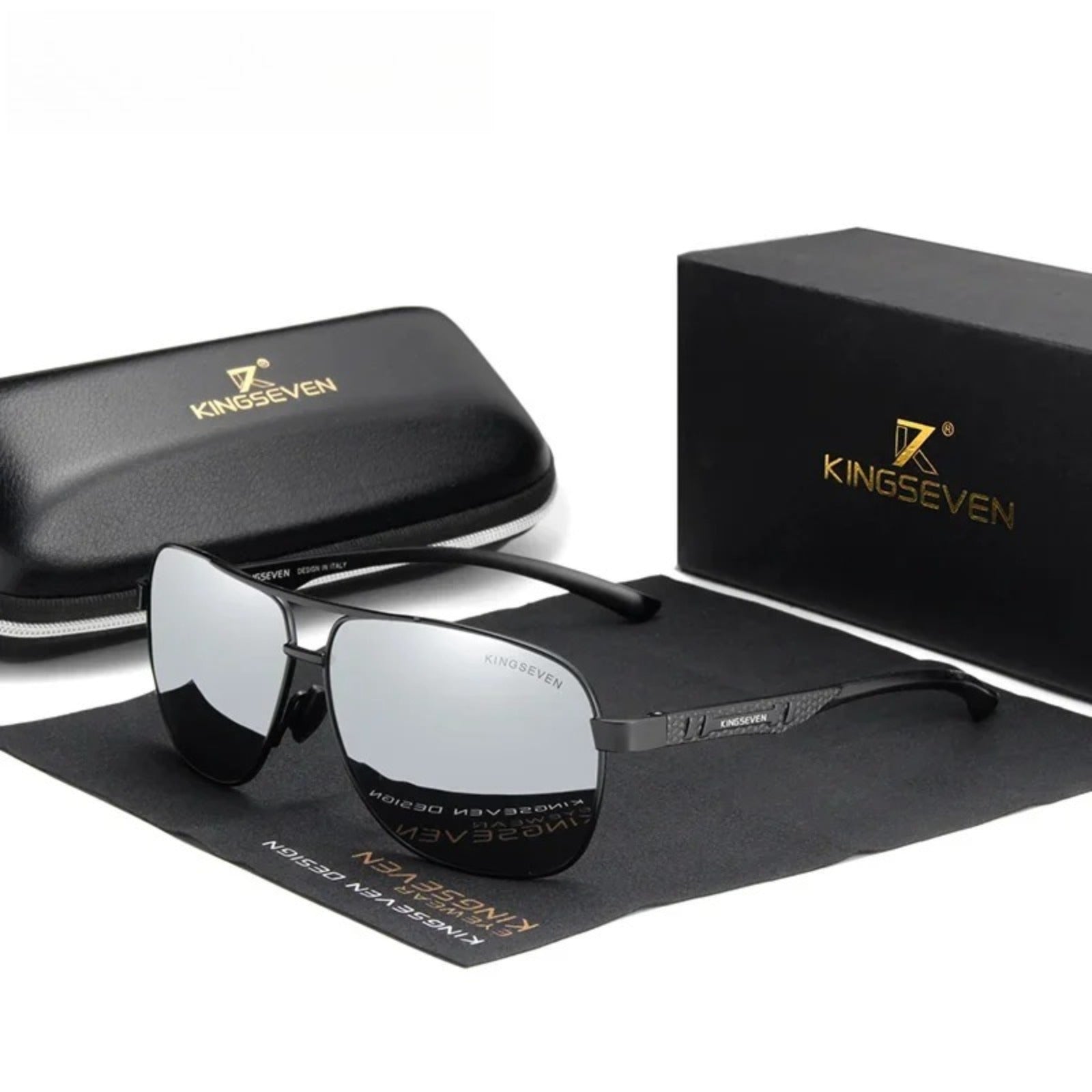 Aluminum Pilot Polarized UV400 Sunglasses | HD Driving Shades – CINILY UK - Black-silver