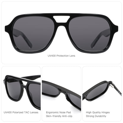 Acetate Tortoise Pilot Polarized UV400 Sunglasses | Classic Unisex Shades – CINILY UK additional product view