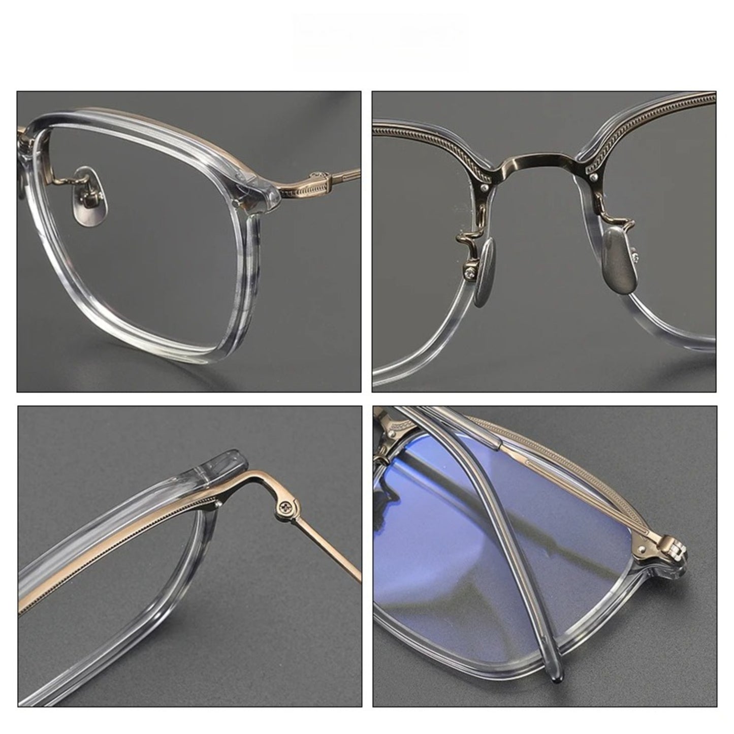 Titanium Geometric Square Prescription Eyeglasses