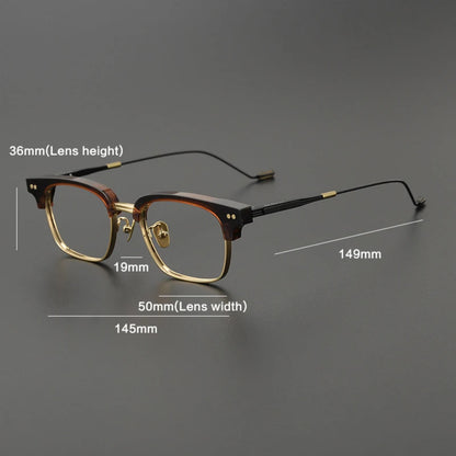 Korean Titanium Acetate Browline Square Prescription Eyeglasses | Optical Frame for Rx Lenses – CINILY UK temple detail