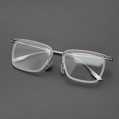 Titanium Square Prescription Eyeglasses | Ultra-Light Optical Frame for Rx Lenses – CINILY UK temple detail