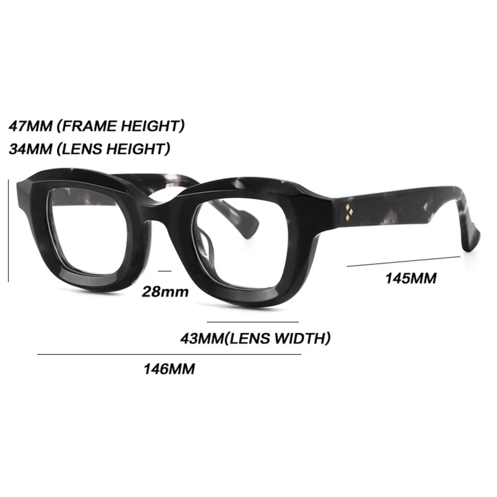 Acetate Geometric Prescription Eyeglasses | Bold Retro Rx Glasses Online – CINILY UK temple detail
