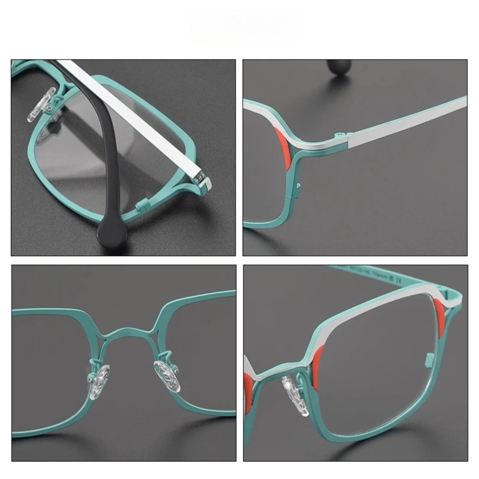 Titanium Colour-Outline Square Prescription Eyeglasses | Ultra-Light Designer Rx Glasses – CINILY UK front view