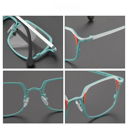Titanium Colour-Outline Square Prescription Eyeglasses | Ultra-Light Designer Rx Glasses – CINILY UK front view