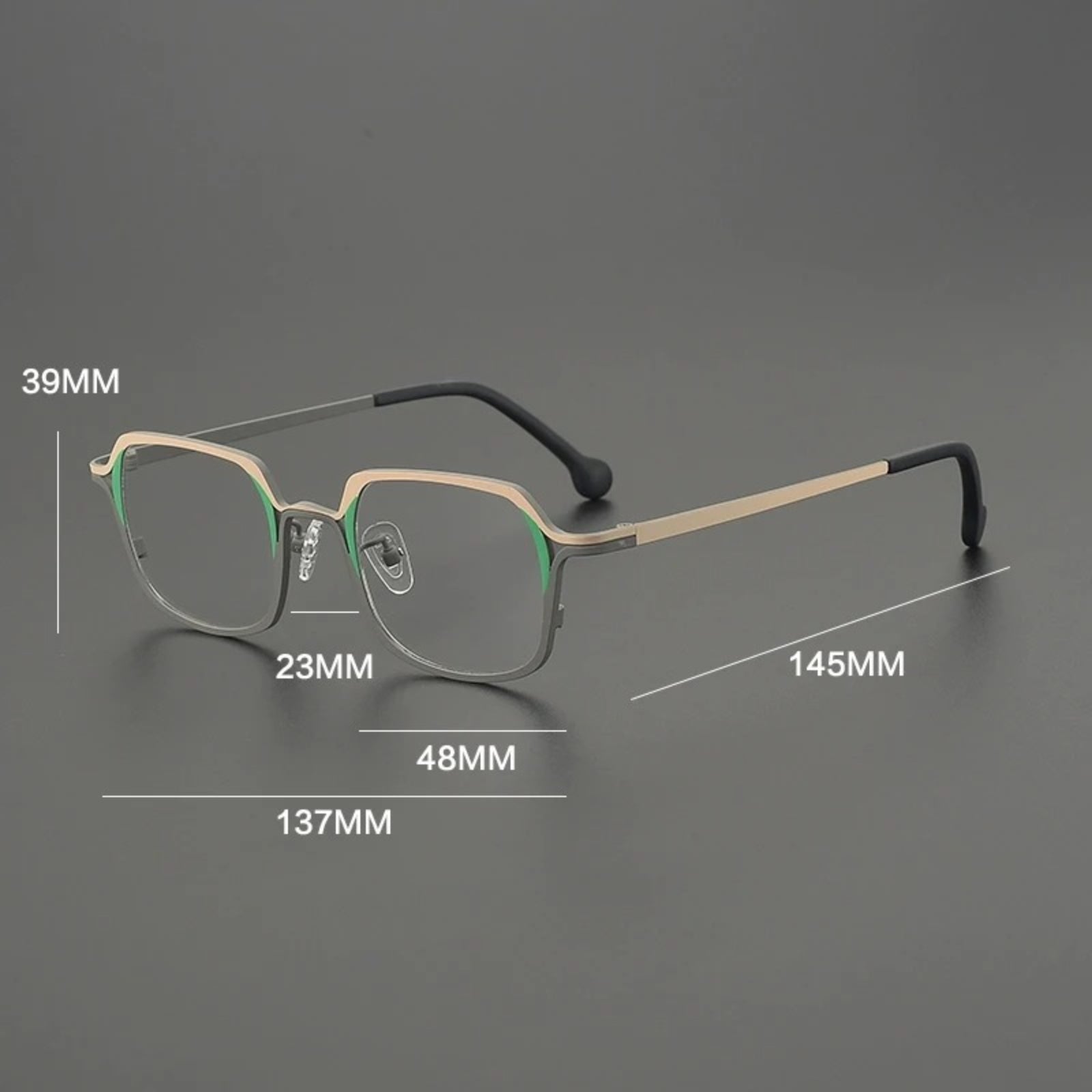 Titanium Colour-Outline Square Prescription Eyeglasses | Ultra-Light Designer Rx Glasses – CINILY UK side view